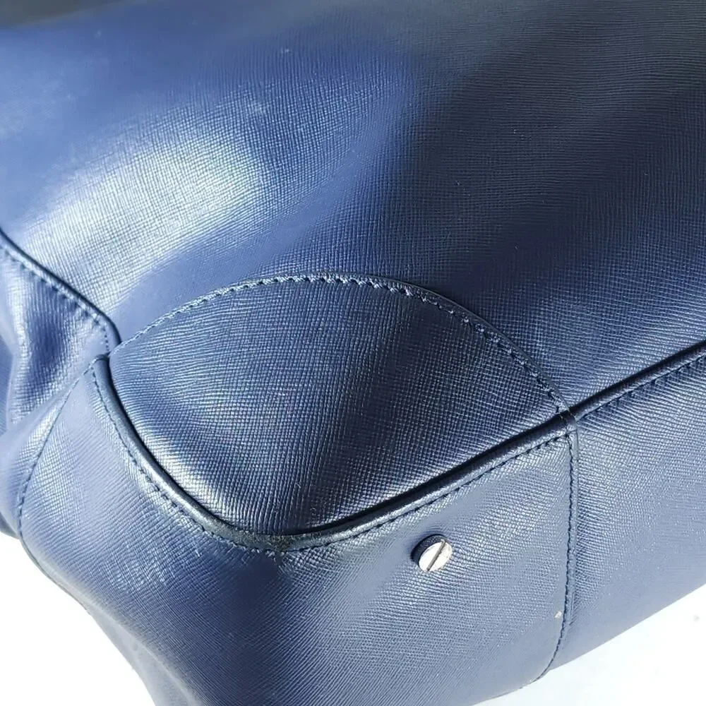 Tory Burch Robinson East West Blue Leather Large Top Handle Tote Bag Handbag